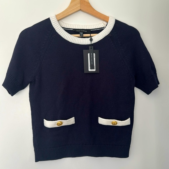 Judith & Charles Tops - NWT Judith & Charles Marine Pullover Cotton Navy/White